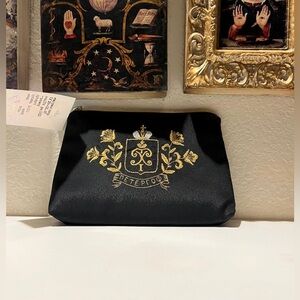 Russian Embroidered Black & Gold Cosmetic‎ Bag